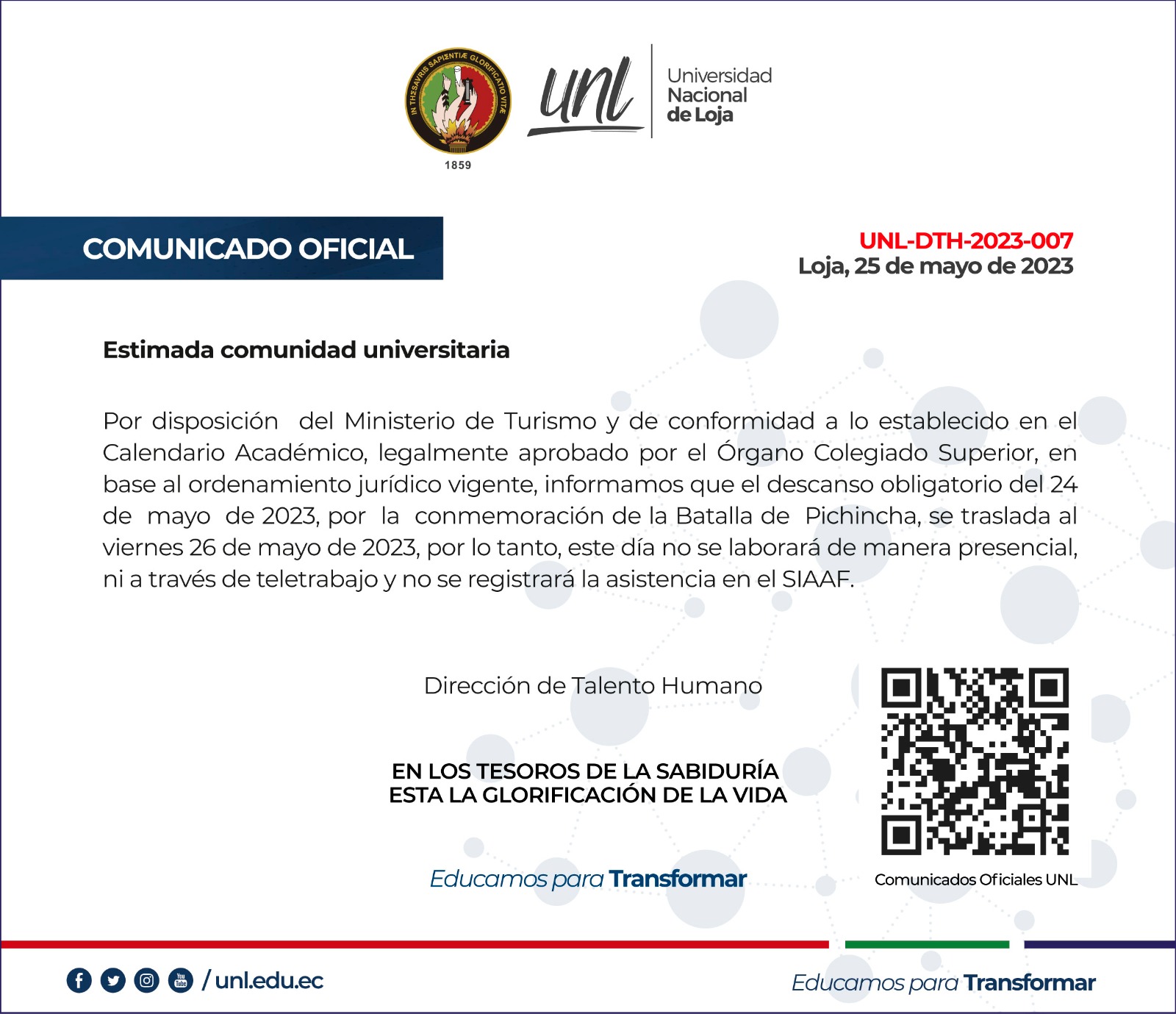 comunicado Oficial del 24 de Mayo batalla de Pichincha