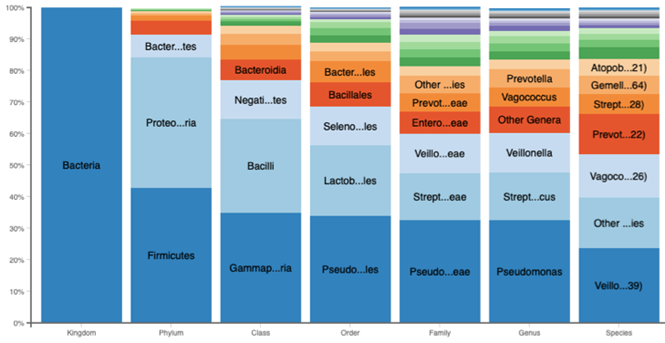 Abundancia de géneros bacterianos tanto en suelo como en el intestino de escarabajos, obtenidos mediante metagenómica