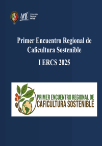 Banner azul con logos de la UNL y del "Primer Encuentro Regional de Caficultura Sostenible I ERCS 2025". Incluye ilustración de hojas y granos de café envolviendo un mundo.