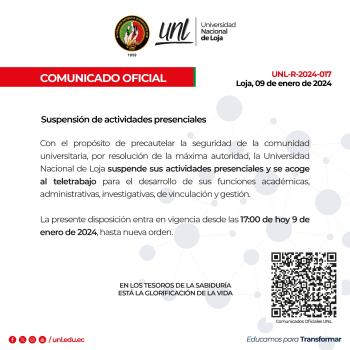 Comunicado Oficial Suspensión de actividades presenciales