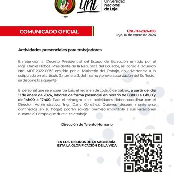 Comunicado oficial actividades presenciales para trabajadores