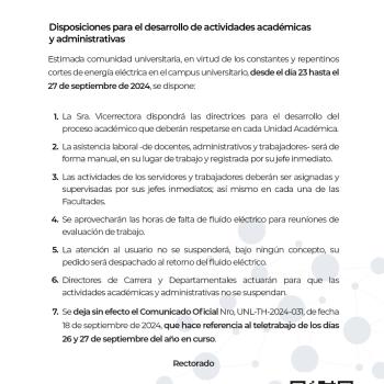 Comunicado Oficial | Disposiciones para el desarrollo de actividades académicas y administrativas